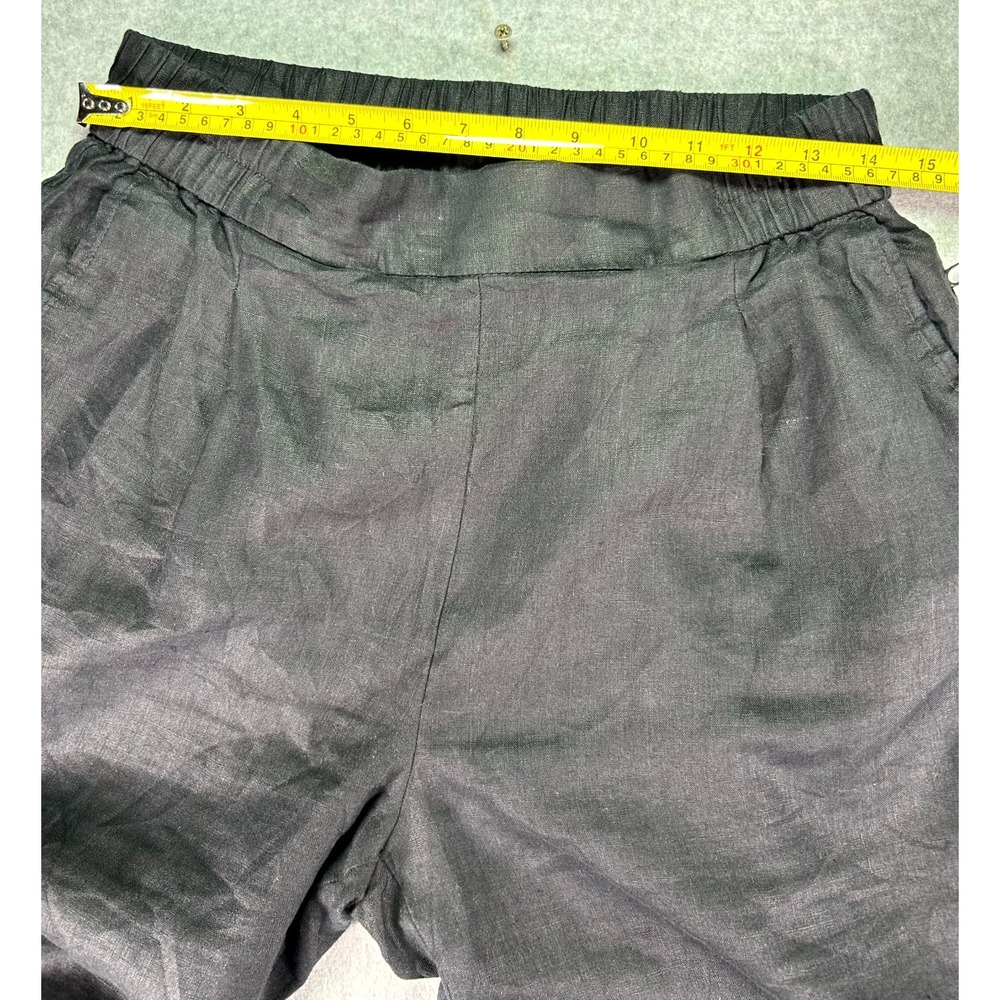 Sisley Linen Pants Women's 8 Black Regular Fit Comfortable High Waisted Pull On - Picture 13 of 16